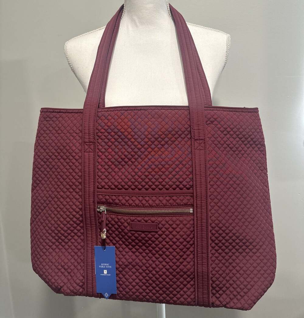 NWT Vera Bradley Large Iconic Vera Tote in Microfiber Hawthorn Rose